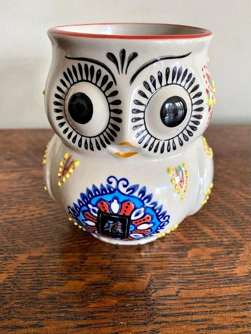Gorky Gonzalez Folk Owl Mug Ceramic White & Multicolor